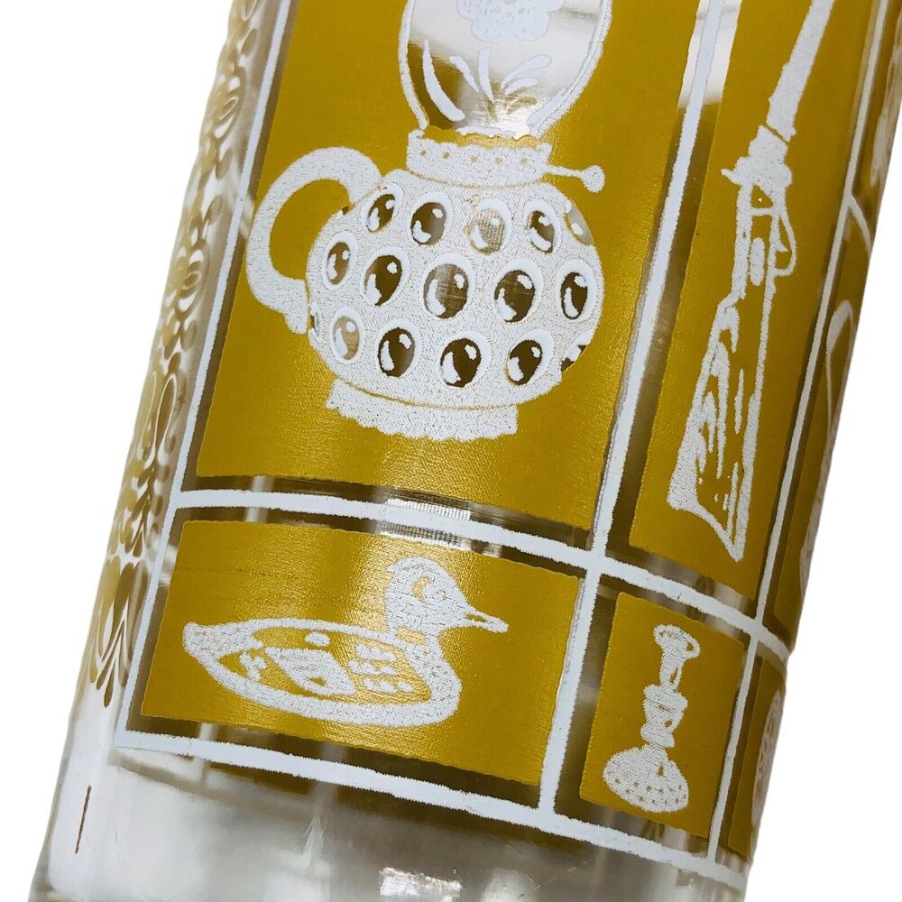 Pair VTG Libbey Tumbler Glass Mustard Gold Colonial Americana Old Time Country‎ - Picture 7 of 12